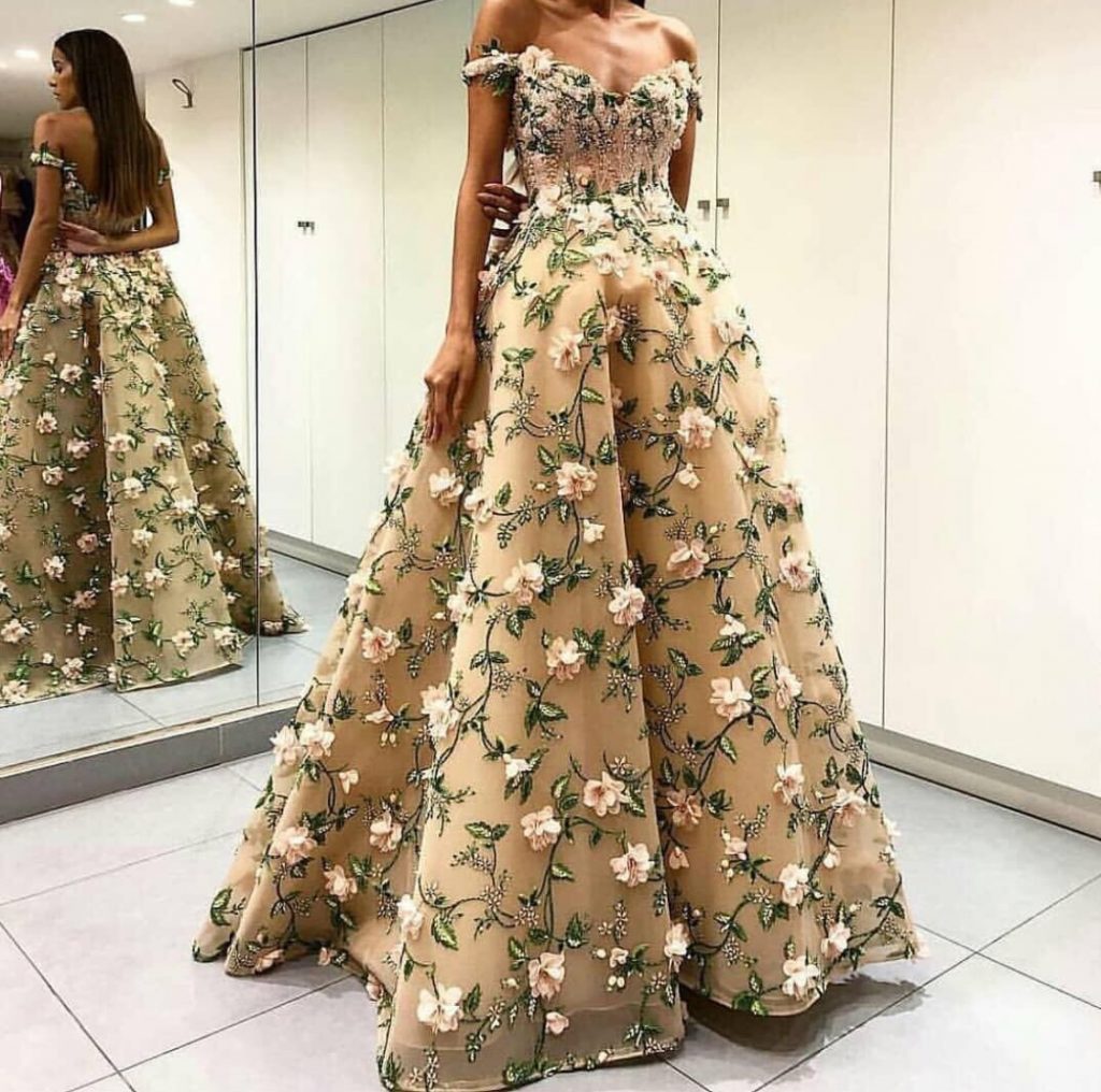 Floral appliqué dress