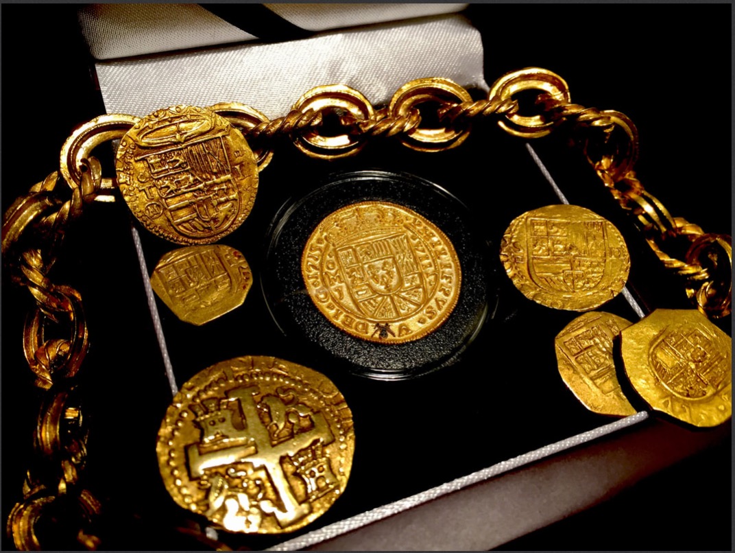 Authentic pirate gold coins from Atocha