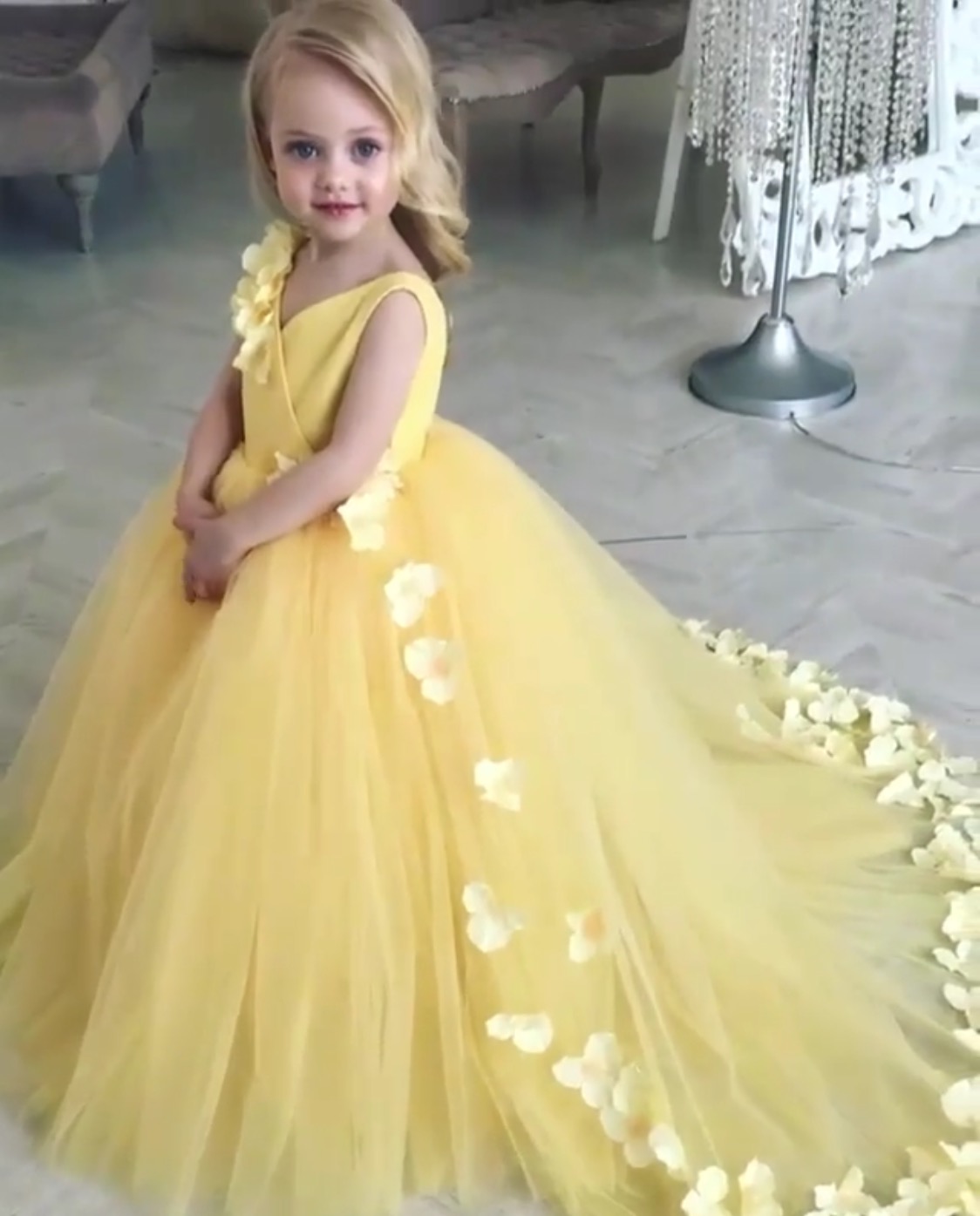 Pre order  Shaded Yellow Fantasy Gown With Hair Pin  JANYAS CLOSET