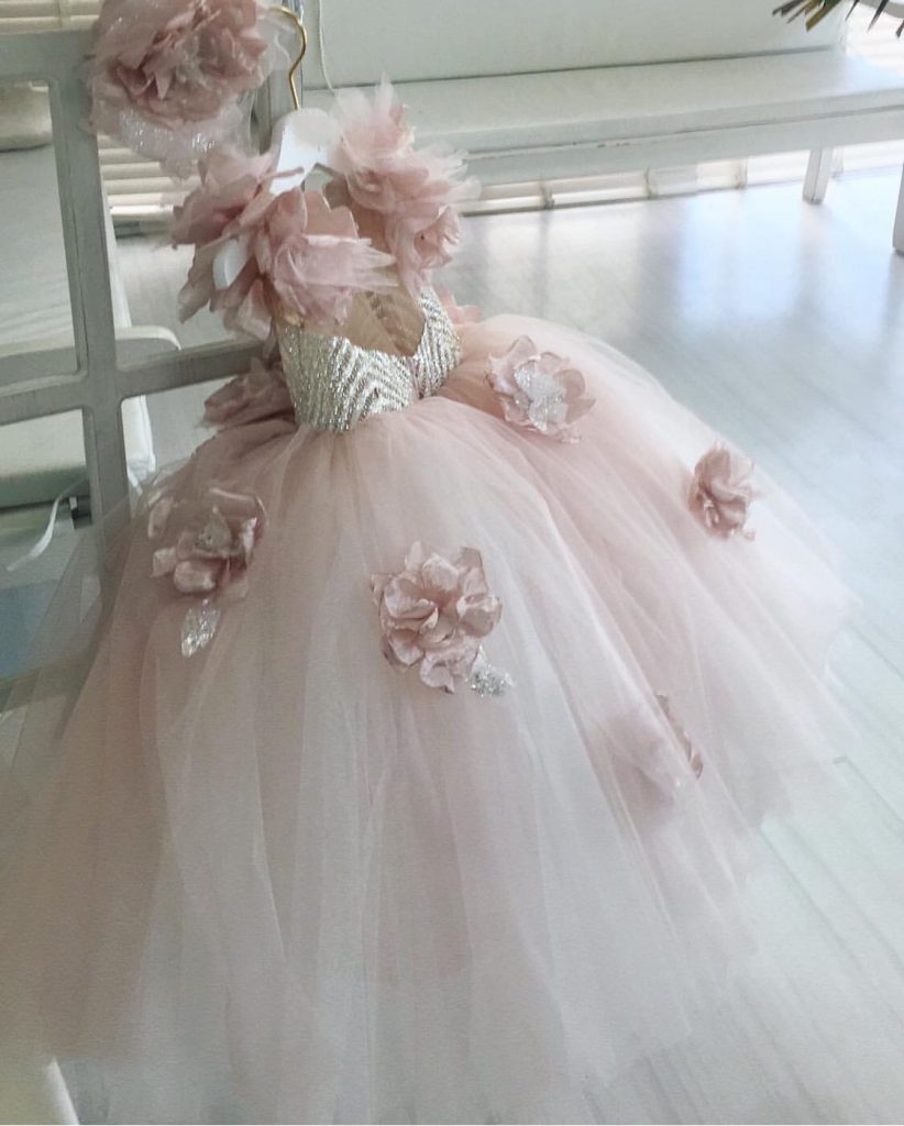 Floral blush kids couture gown | Kids & Family | Slaylebrity