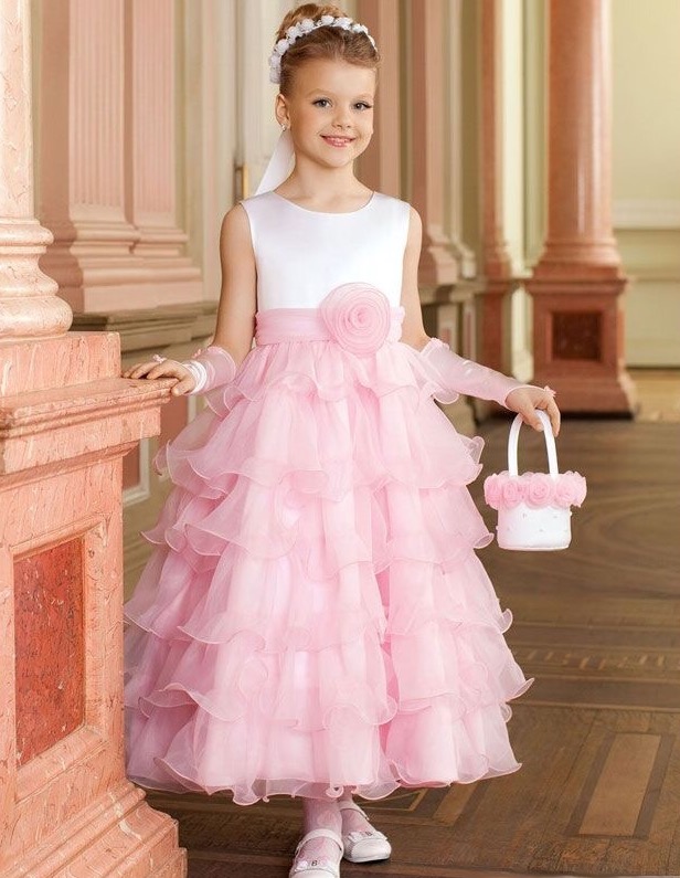 pink and white flower girl dresses