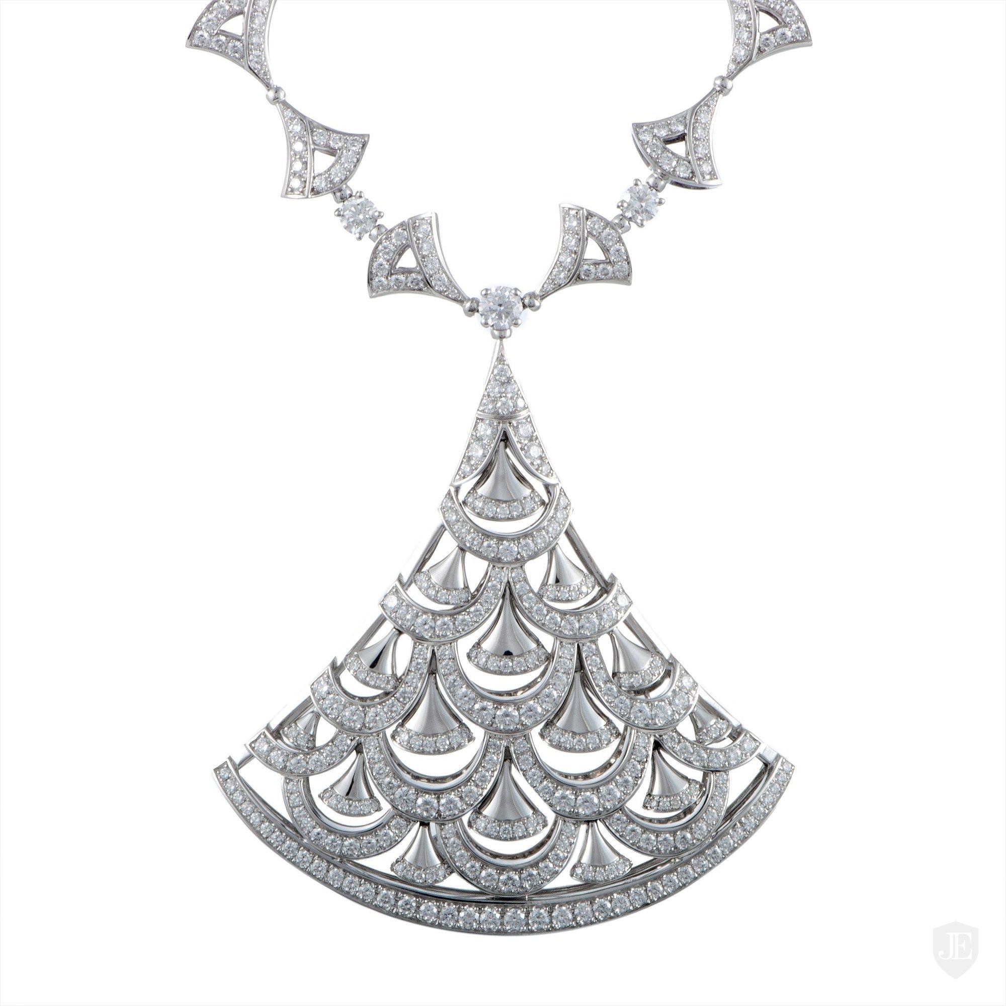 Bvlgari Diva’s Dream 18K White Gold Diamond Pave Large Pendant Necklace