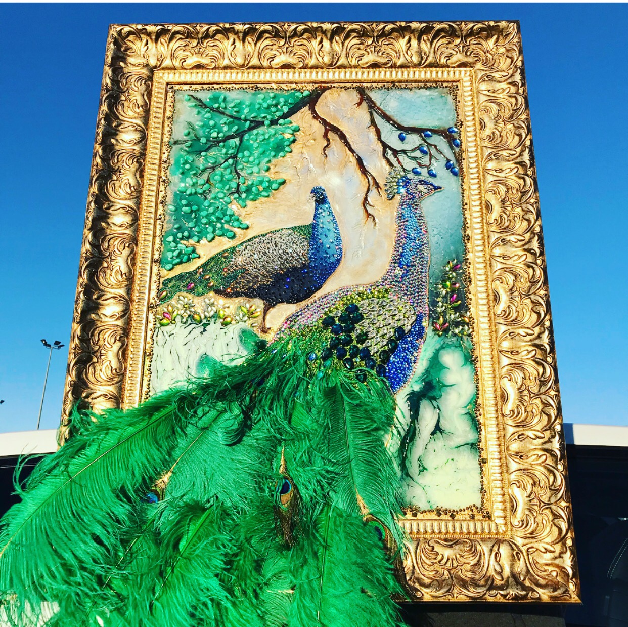 Embellished peacock art