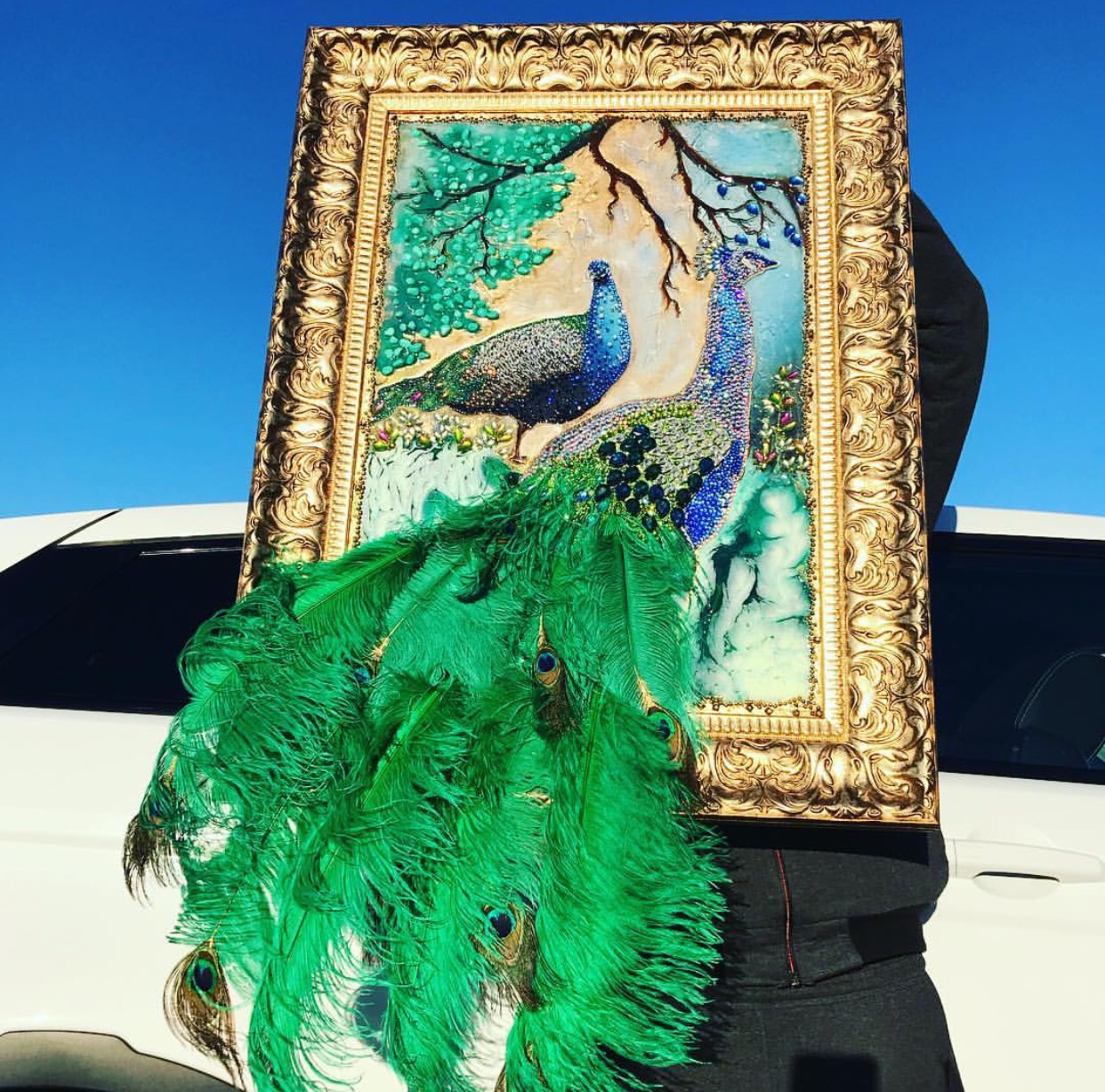 Embellished peacock art