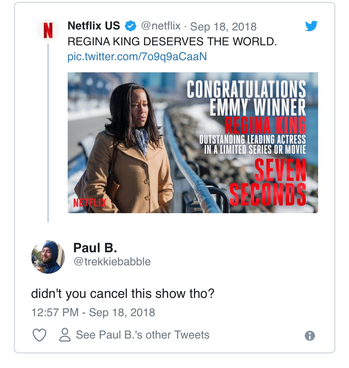 Netflix massacred on twitter over Regina King win