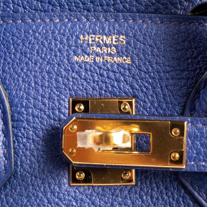 HERMES Birkin Bag 25cm Blue Electric Togo Gold Hardware