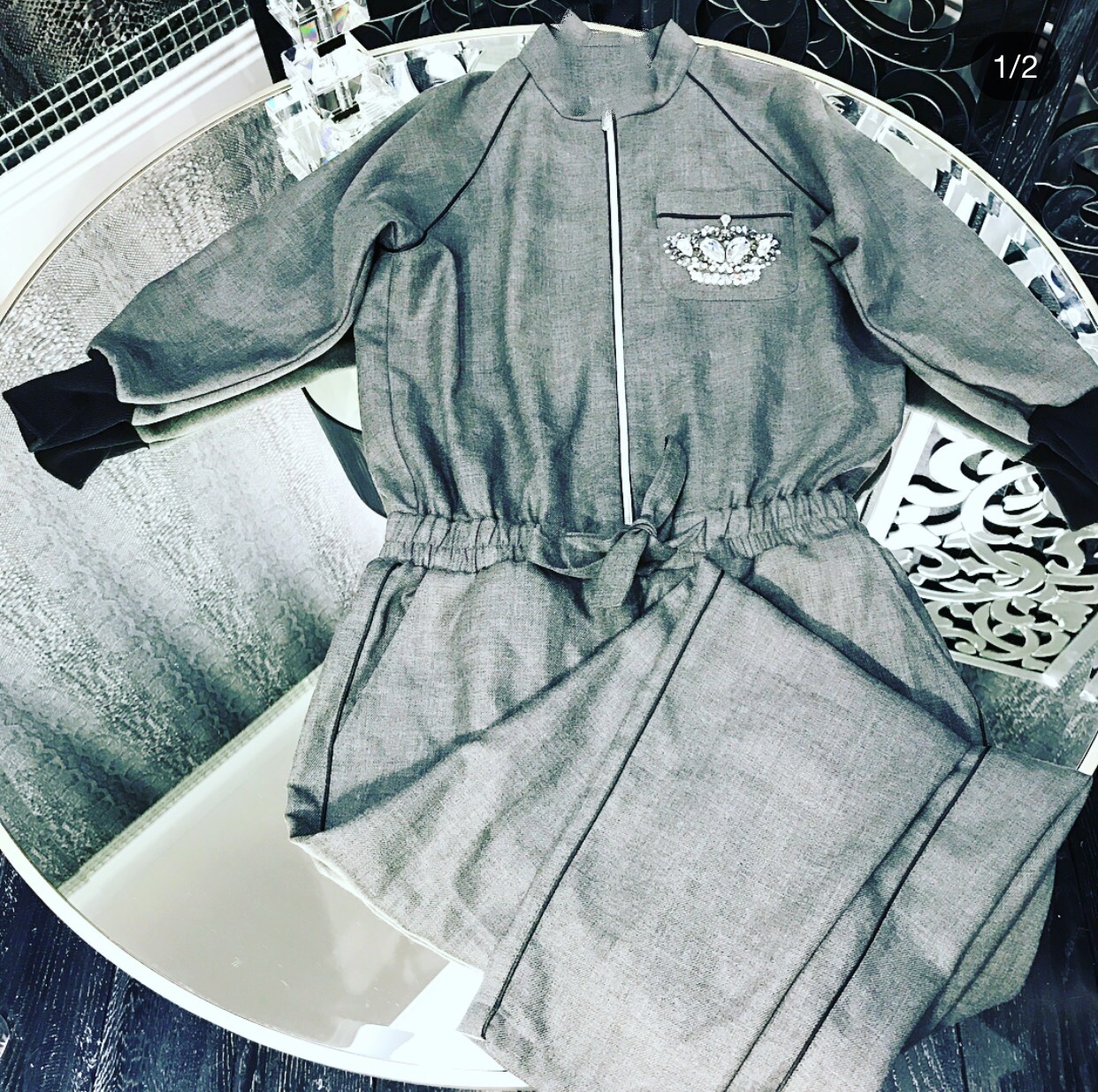 Grey embellished jumpsuit