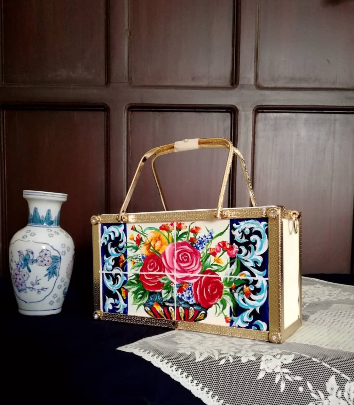 Hand painted rectangle bag