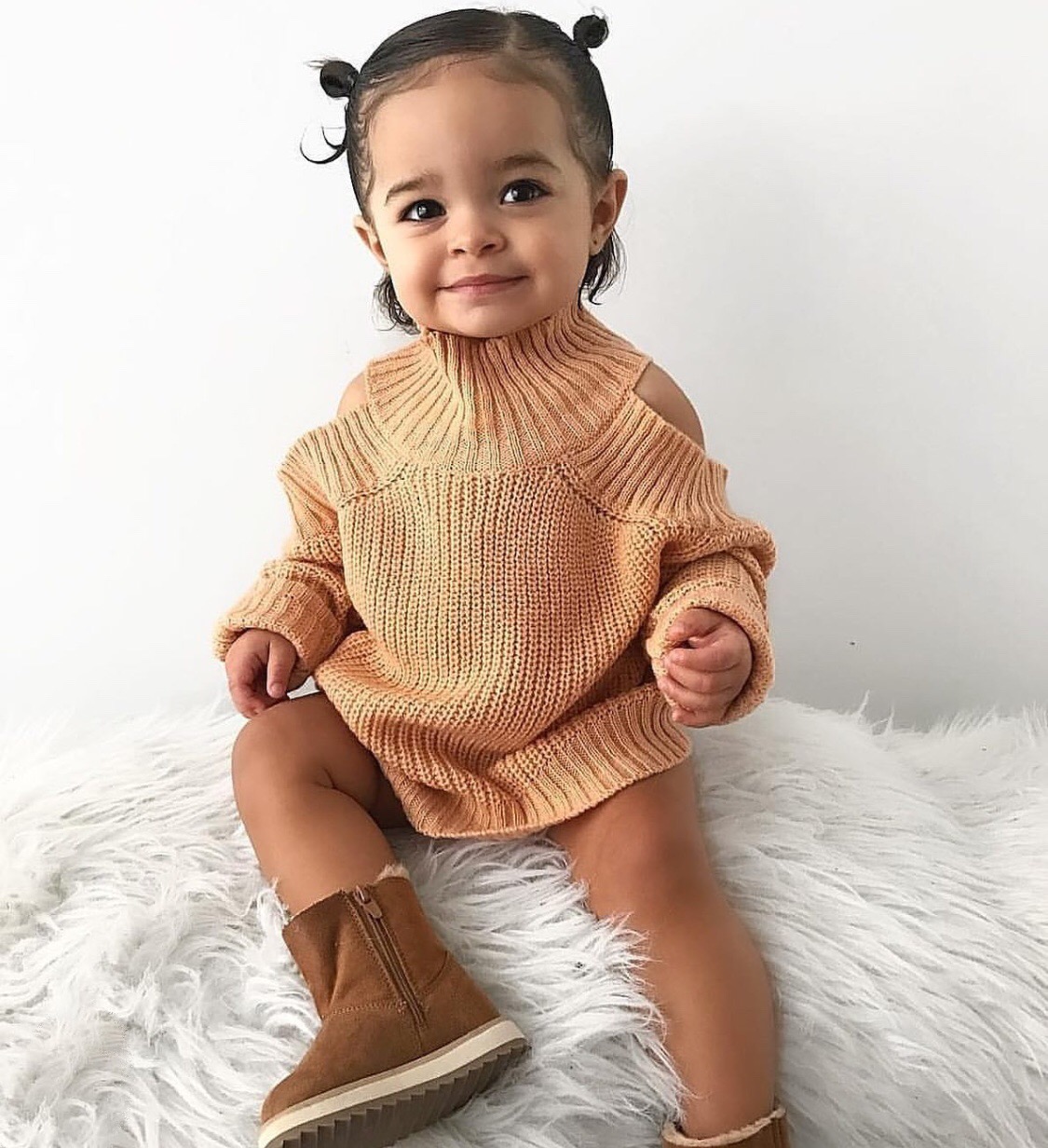 Handmade brown kids couture knit sweater - Slaylebrity