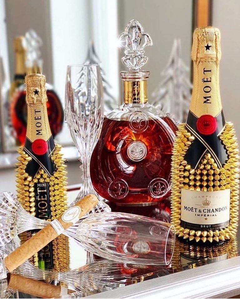 Gold Studded billionaire champagne bottles - Slaylebrity