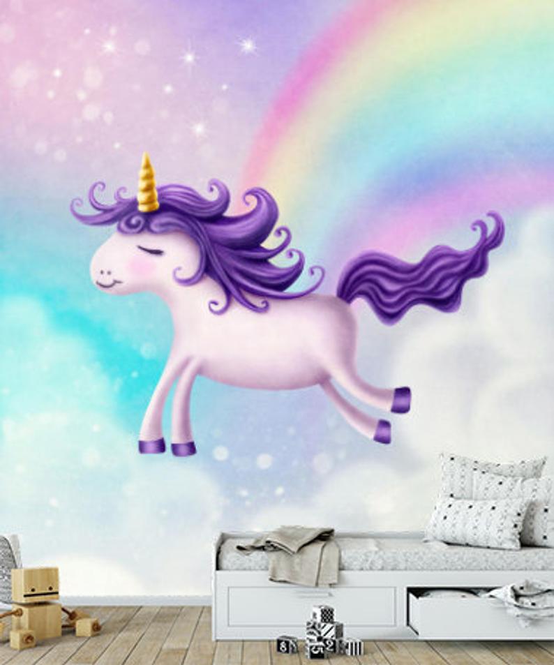 White Rainbow Unicorn Vinyl Wallpaper Exclusive Design Slaylebrity