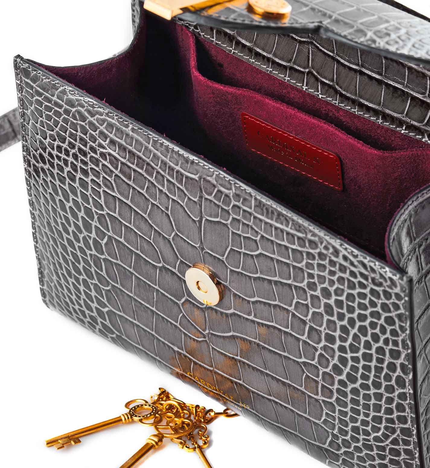 Grey crocodile embossed leather bag - Slaylebrity