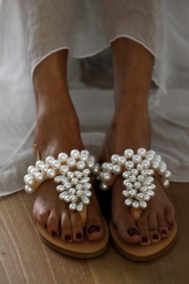 Pearl embellished custom Sandals - Slaylebrity