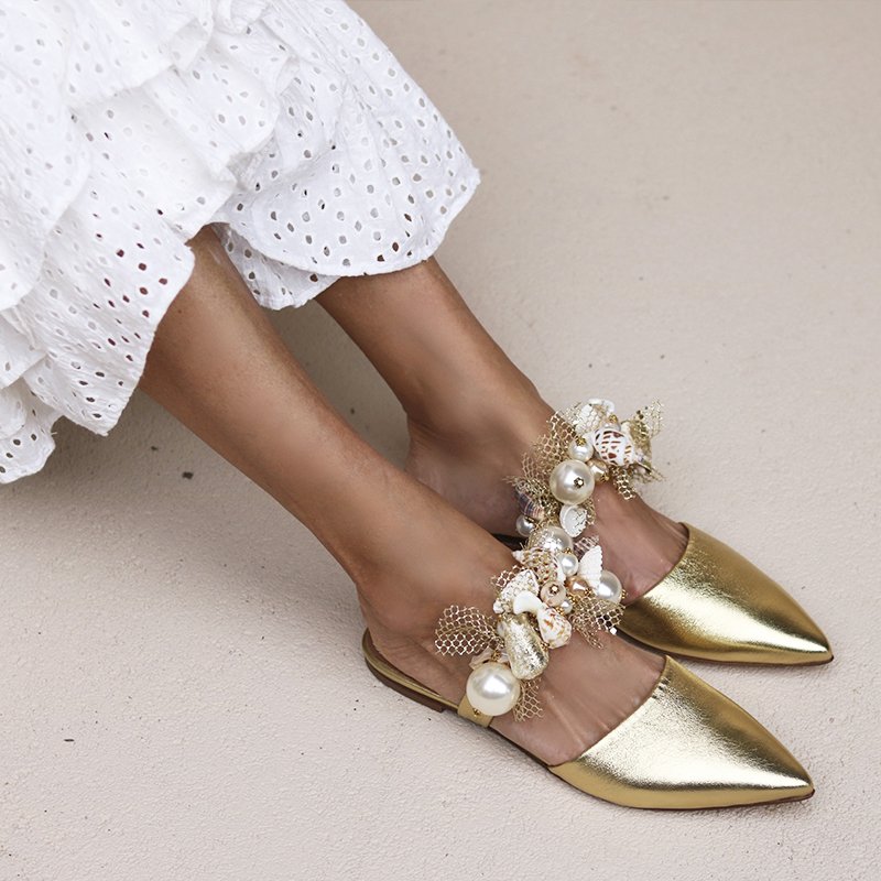 Metallic Gold bespoke embellished sandals - Slaylebrity