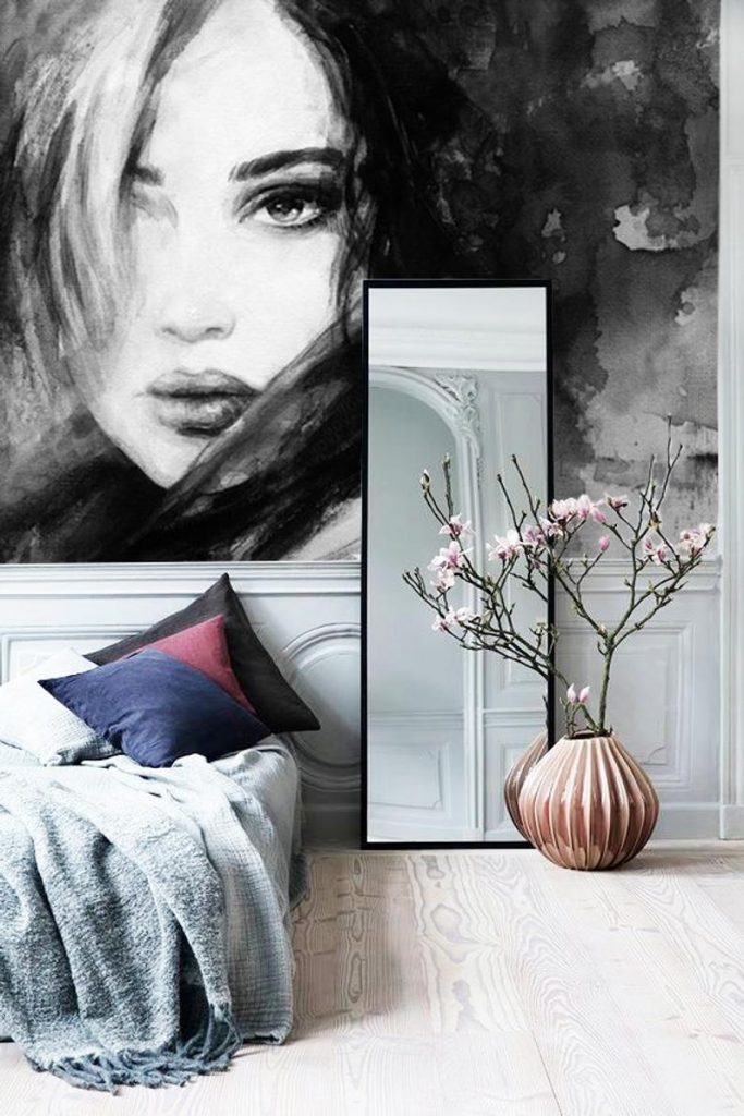 3D Custom Woman in Black and White Watercolor Wallpaper Exclusive ...