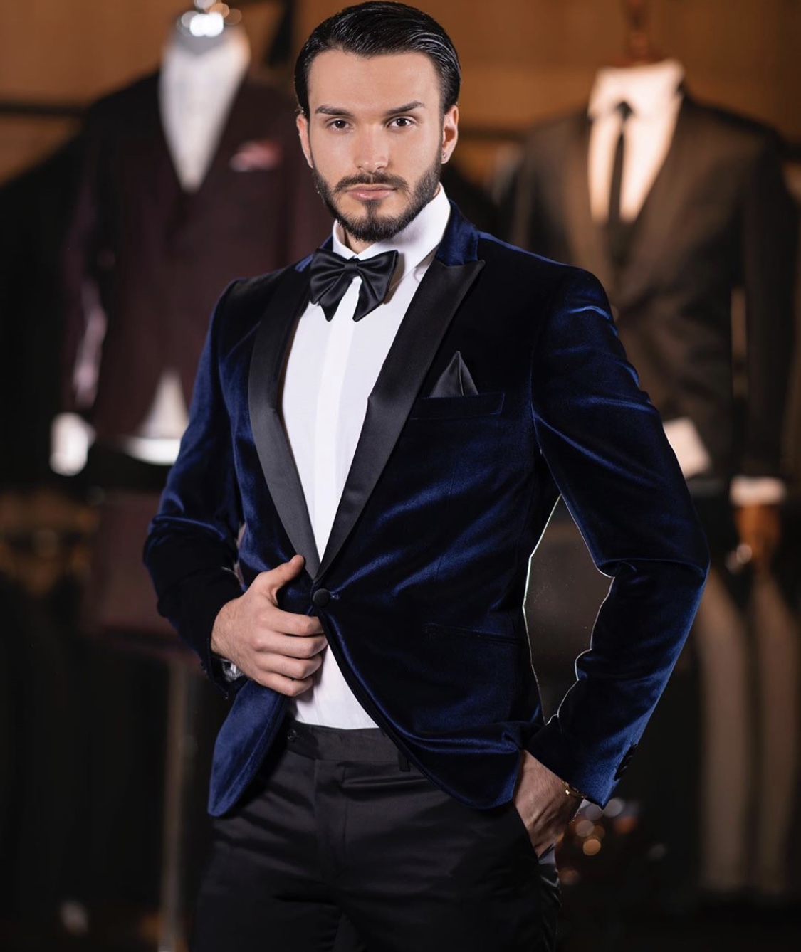 Blue Velvet Couture Men’s Fashion Suit - Slaylebrity