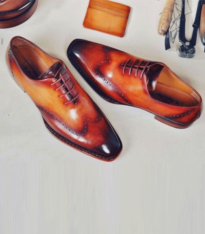 Cognac ombré custom Men’s Leather shoes - Slaylebrity