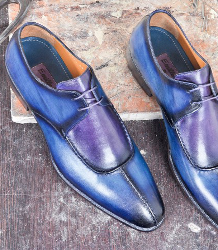 Blue purple ombré custom Men’s Leather shoes - Slaylebrity