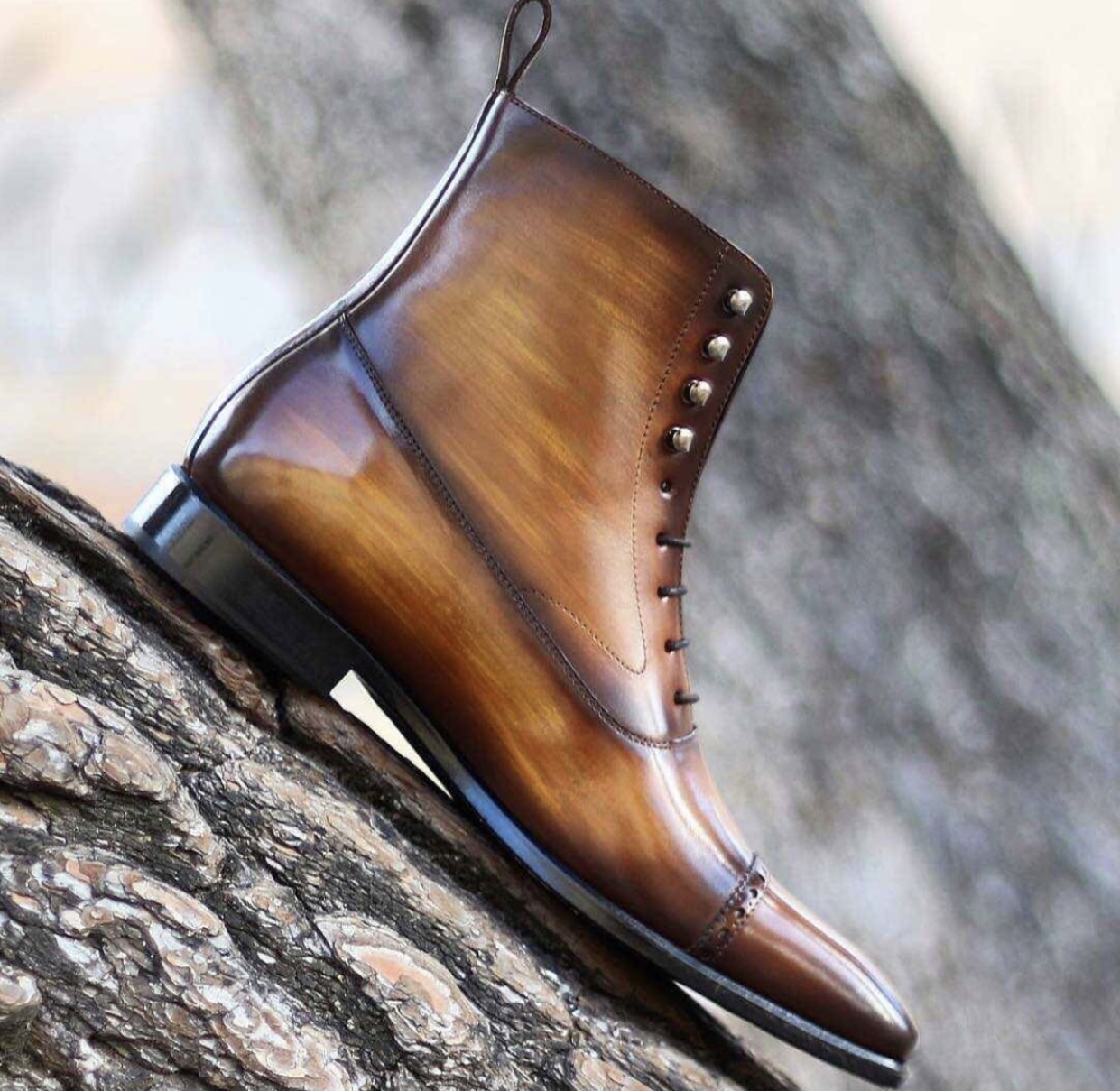 Old burnished ombré custom Men’s Leather ankle boots - Slaylebrity
