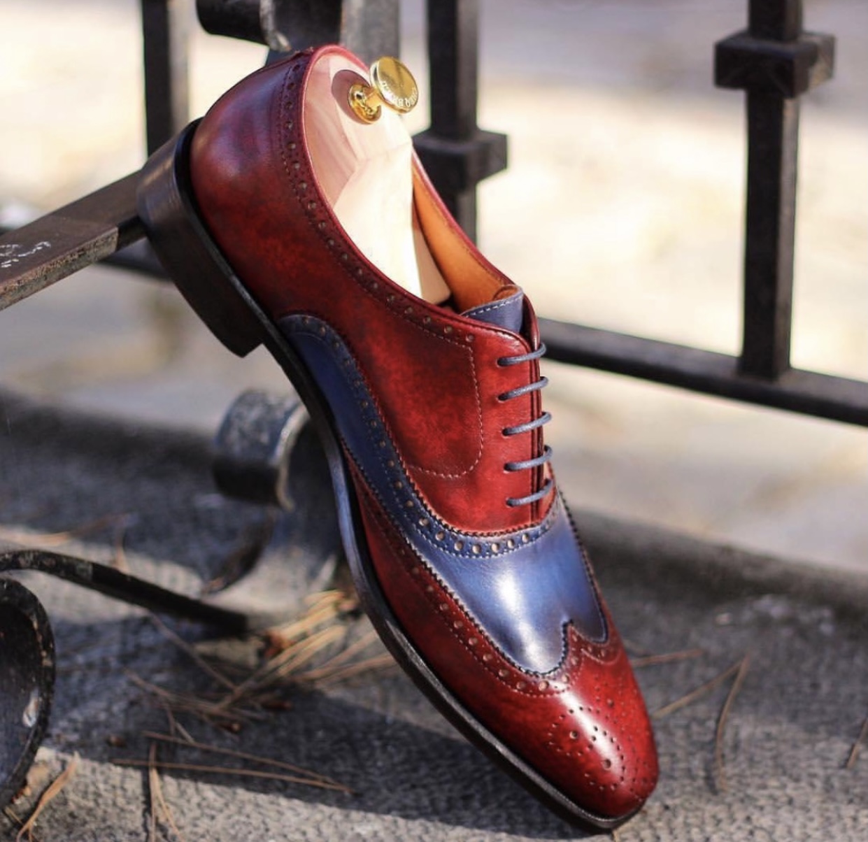Red Blue ombré custom Men’s Leather shoes - Slaylebrity