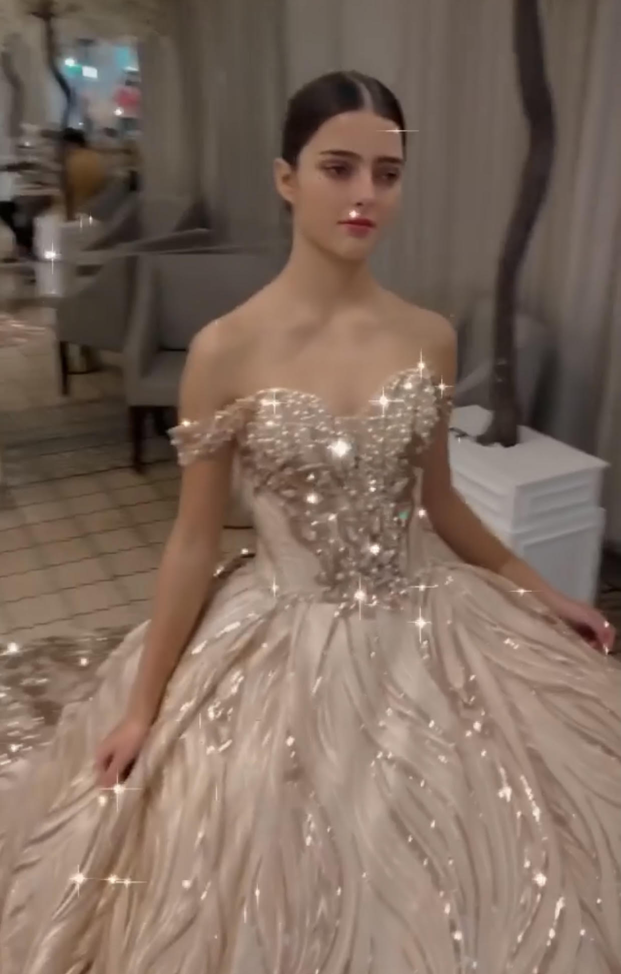 The Dreamiest Champagne Prom Dress Slaylebrity