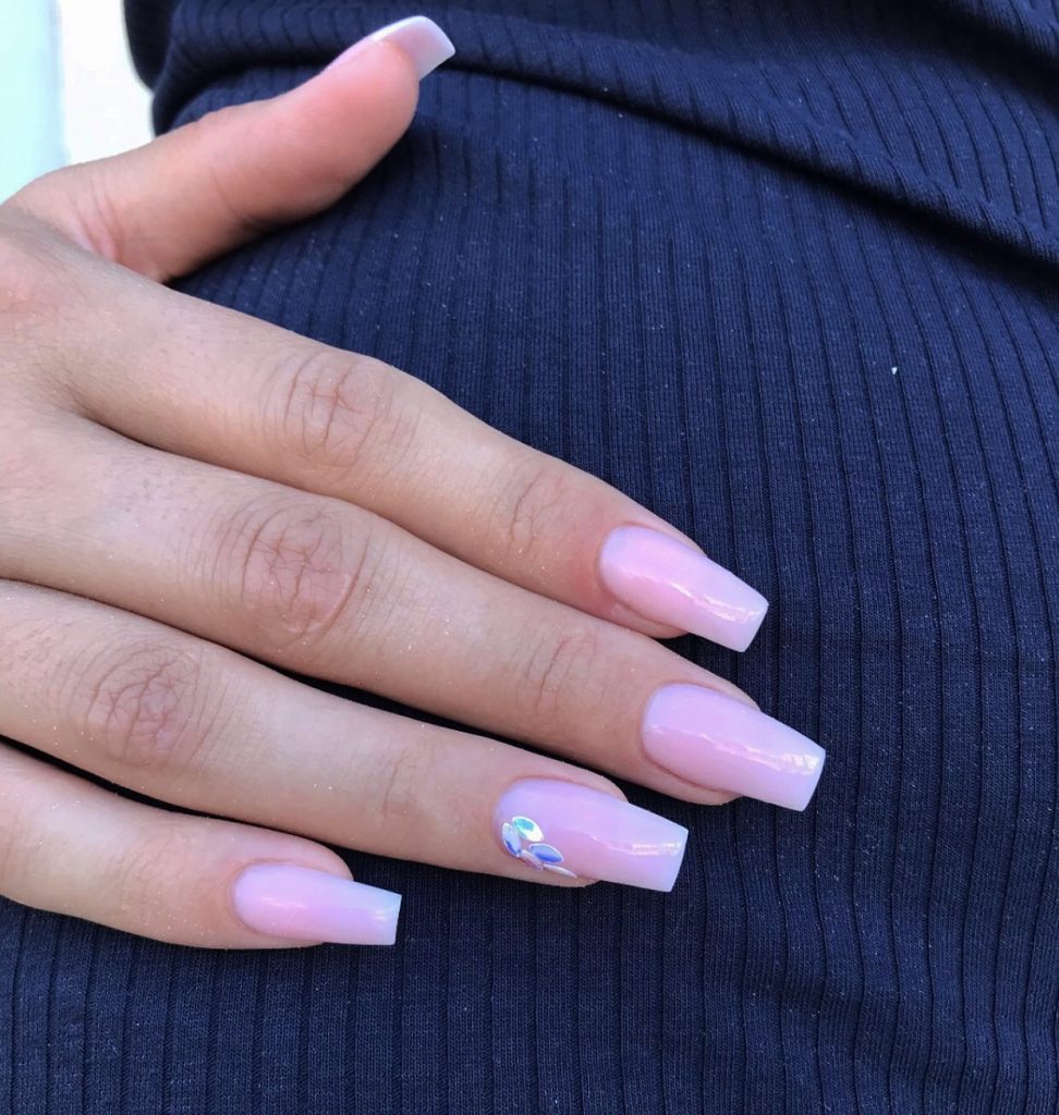 Light Pink Bling Nails