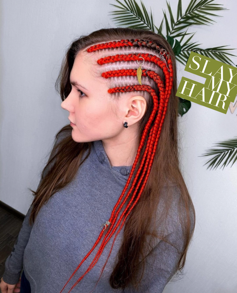 Luxury Red Side Cornrow Synthetic Braid Wig Slaylebrity 