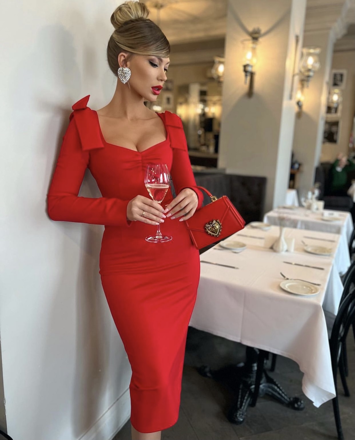 Valentina Safronova in a red sophisticated valentines day fashion look ...