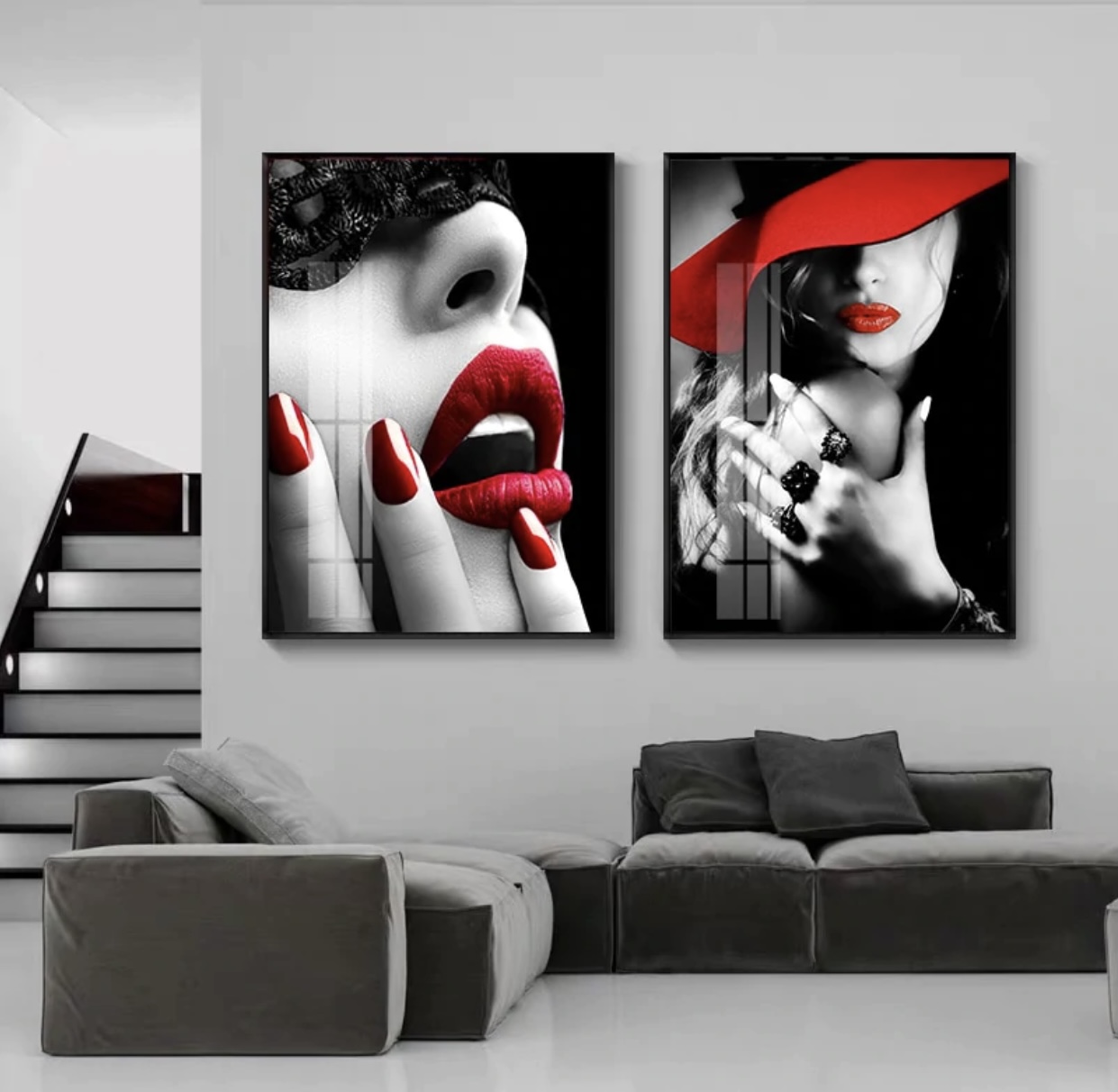 Luxury Modern red black and white art print - Slaylebrity