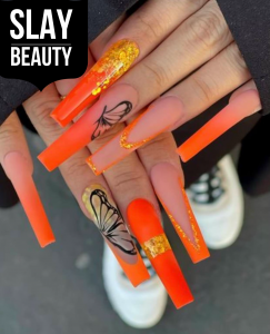 Luxe orange explosion  Jet set babe press on Nails