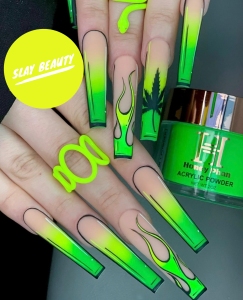Lime  green in your face Jet set babe press on nails