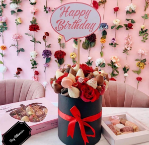 Elegant billionaire wife chocolate strawberry flower boxed gift