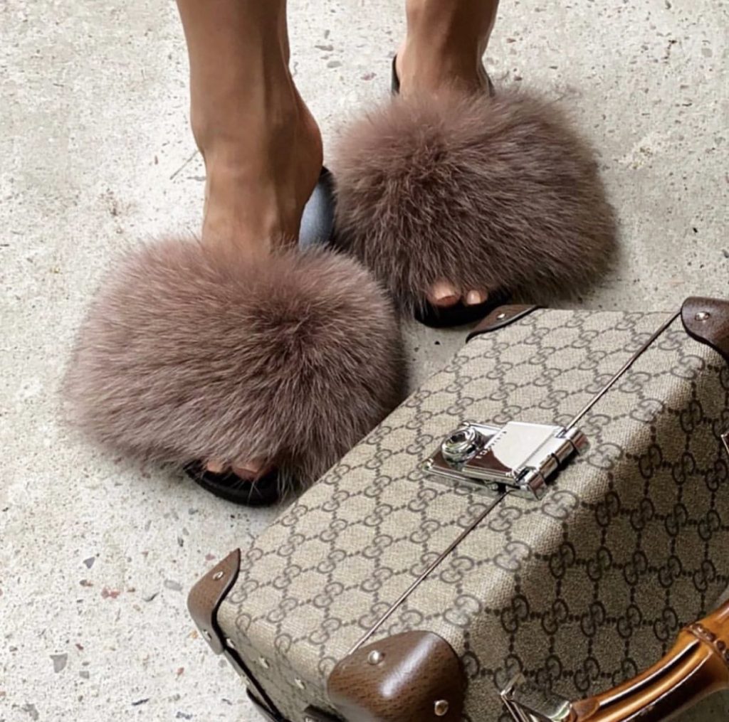 Super soft super fluffy super luxe brown fur slippers