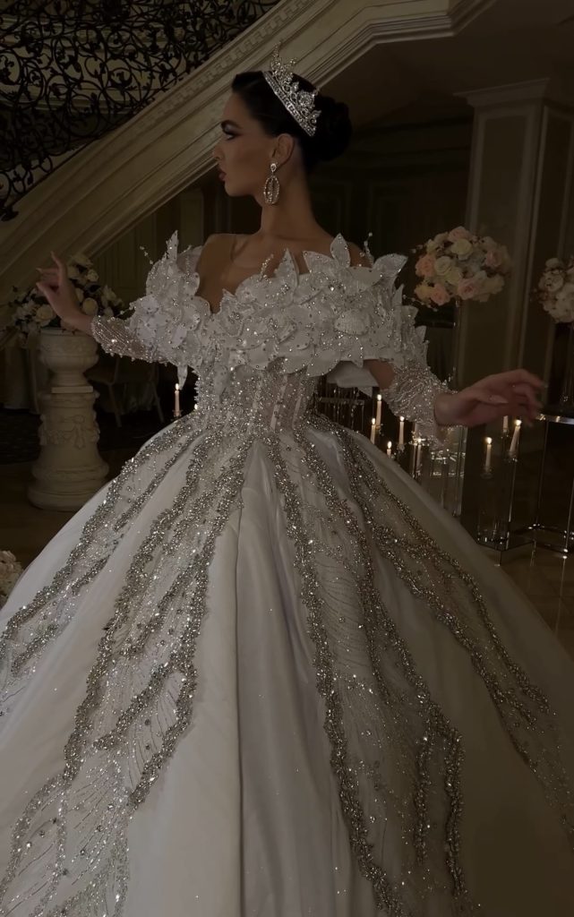 Extravagant opulent dubai bling wedding dress