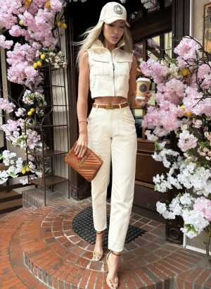 Valentina Safronova in all white casual chic Jet set babe look