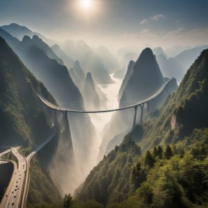 Worlds highest  bridge Beipanjiang Bridge China