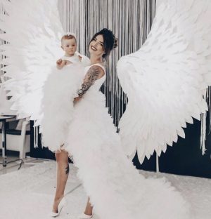 Exclusive all white mommy and me couture look