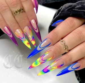 Rainbow diva wanderlust custom press on nails